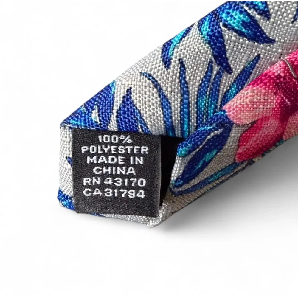 Wembley Gray and Multicolored Tropical Floral Necktie - Size Standard‎ Youth/XL